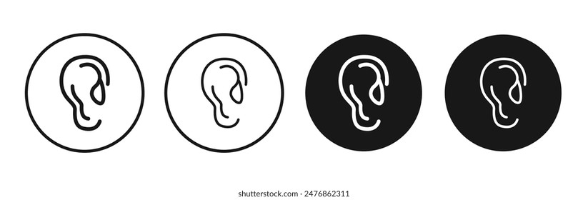 Ear line vector icon set.