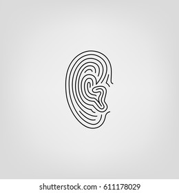 Ear lines icon. Authorization scanner, phone sign, eavesdrop...  