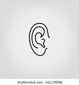 Ear lines icon. Authorization scanner, sound badge, phone sign, eavesdrop...