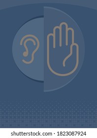Ear Listen Hand Icon Vector Illustration