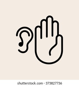 Ear Listen Hand Icon Vector Illustration