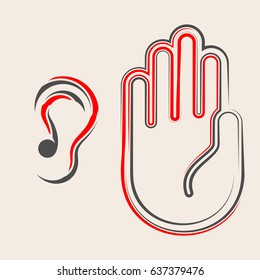 Ear Listen Hand Icon Vector Illustration
