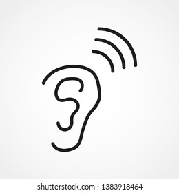 Ear Listening Hearing Audio Sound Waves vector icon