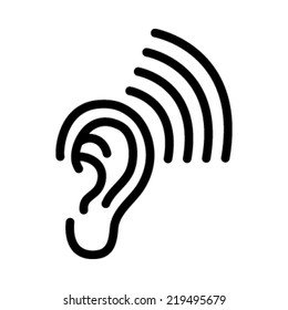 Ear Listening Hearing Audio Sound Waves Vector Icon