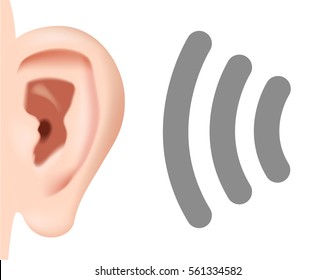 Ear Listening Hearing Audio Sound Waves vector