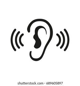 Ear Listening Hearing Audio Sound Waves vector icon