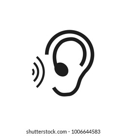 Ear listening icon. Audio waves symbol modern, simple, vector, icon for website design, mobile app, ui. Vector Illustration
