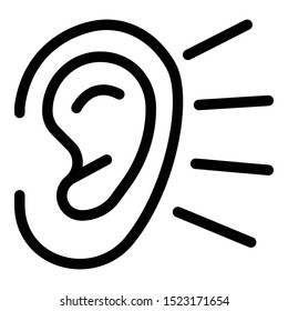 Ear listening icon. Outline ear listening vector icon for web design isolated on white background