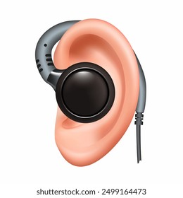 ear are listening to music through earphones vector illustration