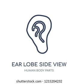 Ear lobe side view icon. Ear lobe side view linear symbol design from Human Body Parts collection.