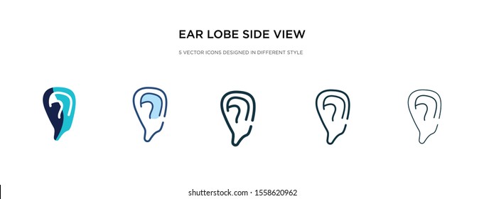 ear lobe side view icon in different style vector illustration. two colored and black ear lobe side view vector icons designed in filled, outline, line and stroke style can be used for web, mobile,