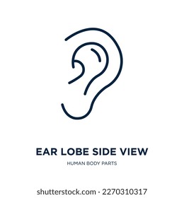 ear lobe side view icon from human body parts collection. Thin linear ear lobe side view, ear, human outline icon isolated on white background. Line vector ear lobe side view sign, symbol for web and 