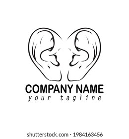 ear logo black and white design. Creative idea logo design. Logos Design