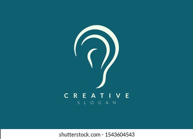 Ear logo design with sound waveforms. Minimalist and modern vector illustration design suitable for community, business, and product brands.