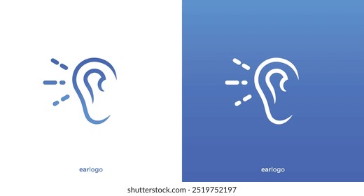 Designs de logotipo de ouvido. Cuidados com o ouvido com estilo minimalista. Modelo de design de vetor de símbolo de ícone.