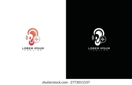 Ear Logo with Sound Wave and Plus Symbol