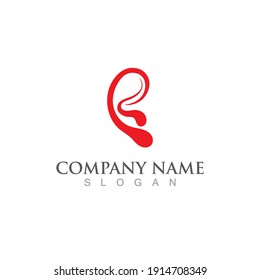 logotipo de oído y vector de símbolo