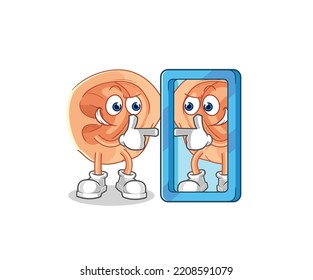 ear looking into mirror cartoon. cartoon mascot vector