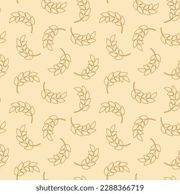 Ear of malt, corn, wheat seamless pattern. Repeating golden agriculture fiber. Repeated gold whole grains shape for decoration design prints. Repeat flat spikelet. Wheat ears. Vector illustration