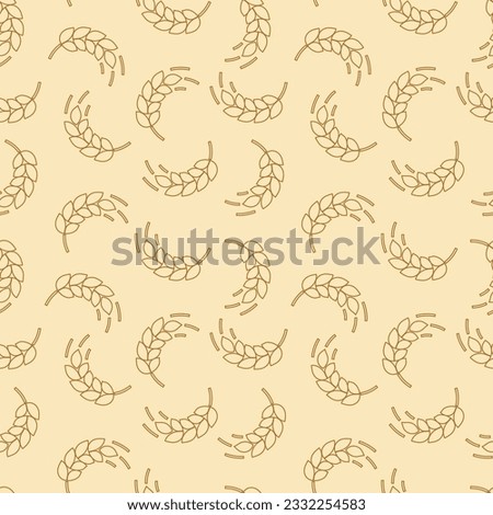 Ear of malt, corn, wheat seamless pattern. Repeating golden agriculture fiber. Repeated gold whole grains shape for decoration design prints. Repeat flat spikelet. Wheat ears. Vector illustration