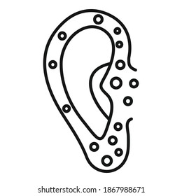 Icono de sarampión de oído. Icono del vector del sarampión de la oreja de contorno para el diseño web aislado en fondo blanco