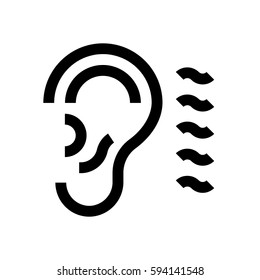Ear mini line, icon, background and graphic. The icon is black and white, linear  flat, vector, pixel perfect, minimal, suitable for web and print. 