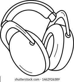 Ear muff. Electronic hearing protection for shooting and hunting. Vector outline icon isolated on white background.