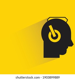 ear muff with shadow on yellow background