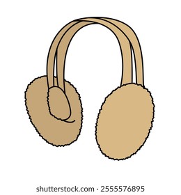 Ear muffs design technical flat sketch vector mockup template.