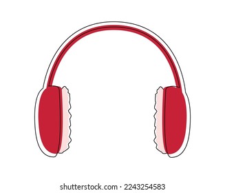 Ear muffs flat design winter Icon with side shadow.