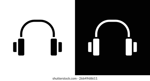 Ear muffs icon in flat black solid vector set