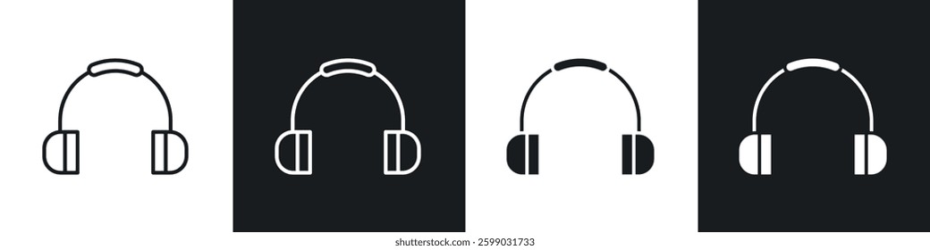 Ear muffs icons in flat and linear vector illustration on white background.
