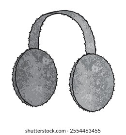 Ear muffs technical drawing vector template.