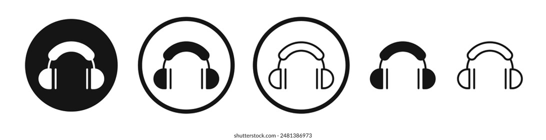 Icono de Vector de orejeras en color blanco y negro.