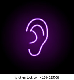 an ear neon icon. Elements of media, press set. Simple icon for websites, web design, mobile app, info graphics