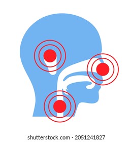 Ear nose throat doctor logo. Ent medical center. Otolaryngology clinic concept. Doctor otolaryngologist icon. Medical checkup of human body flat vector illustration.