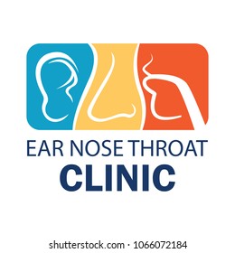 Ear Nose Throat (ENT) Logo For Otolaryngologists  Clinic Concept. Vector Illustration