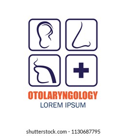 ear nose throat (ENT) logo for Otolaryngologists  clinic concept. vector illustration