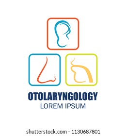 ear nose throat (ENT) logo for Otolaryngologists  clinic concept. vector illustration