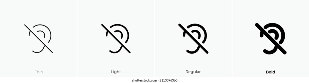 ear off icon. Thin, Light Regular And Bold style design isolated on white background