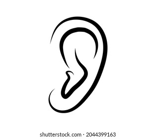 Ear on an isolated background. Symbol. Vector illustration.