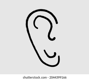 Ear on an isolated background. Symbol. Vector illustration.