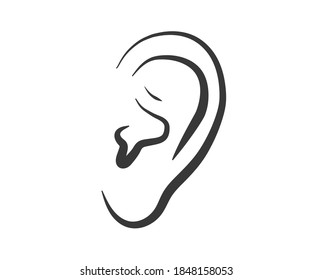 Ear on a white background. Silhouette. Vector illustration.