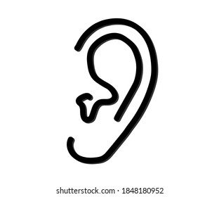 Ear on a white background. Sketch. Vector illustration.