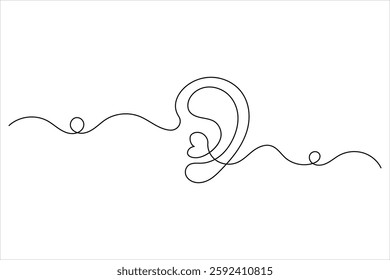Ear one line drawing and isolated continuous outline vector illustration icon
