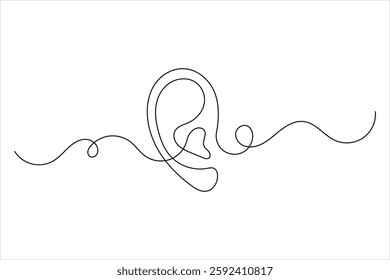 Ear one line drawing and isolated continuous outline vector illustration icon