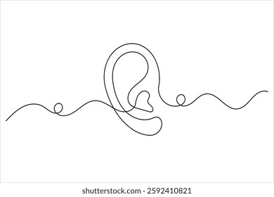 Ear one line drawing and isolated continuous outline vector illustration icon