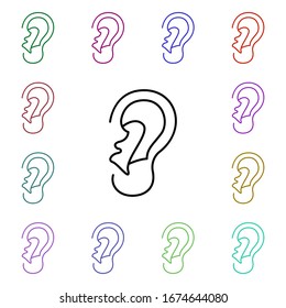 Ear, organ multi color style icon. Simple thin line, outline vector of human organ icons for ui and ux, website or mobile application