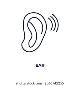 ear outline icon. Linear vector from medical concept. Thin line ear icon isolated on white background