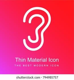 Ear outline red and pink gradient material white icon minimal design